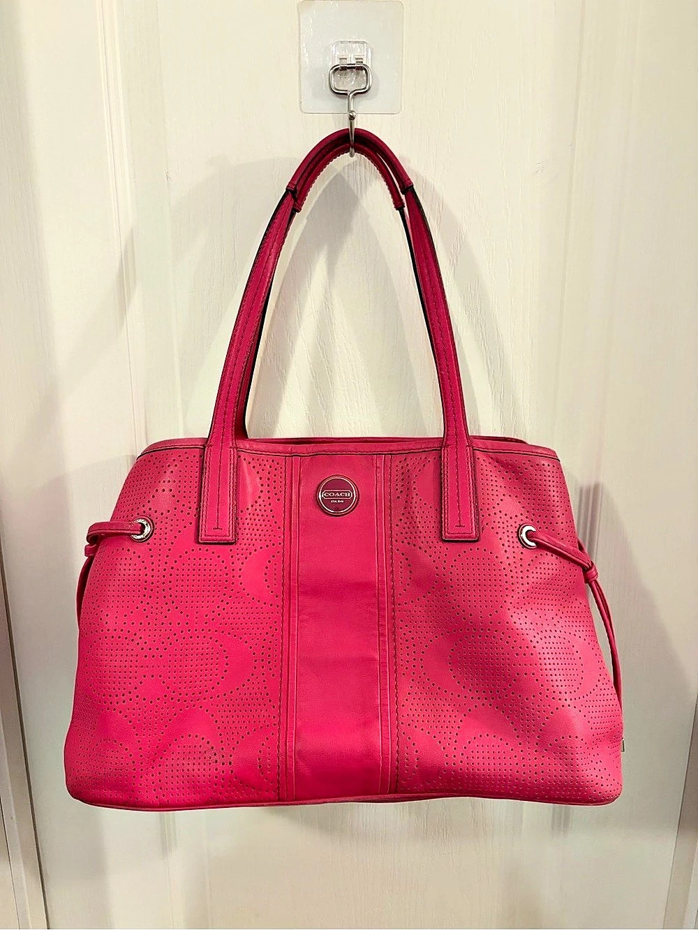 Coach Perforated Tote with Matching Wallet in Pink